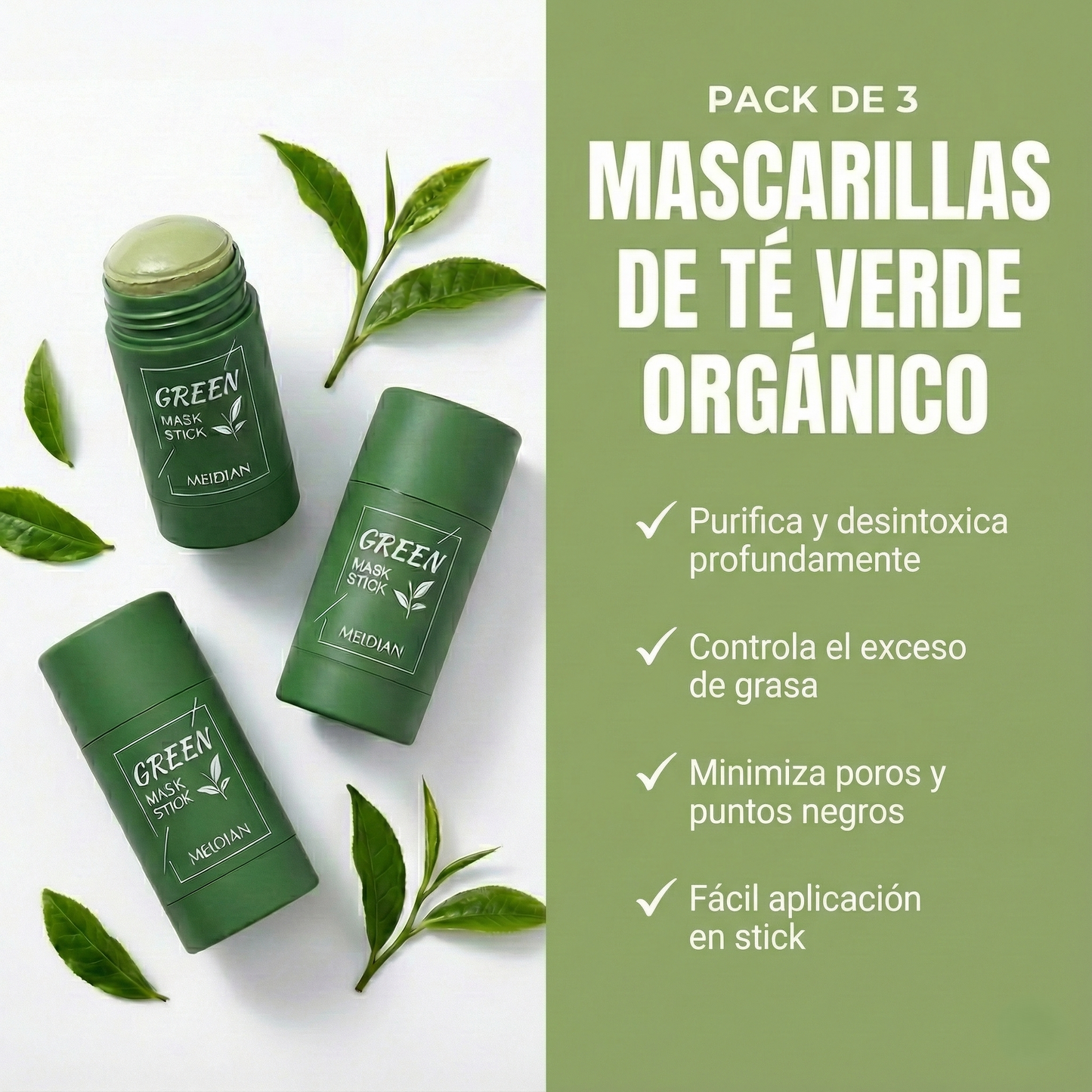Combo 3 Mascarillas de Té Verde Orgánico - Lucente™